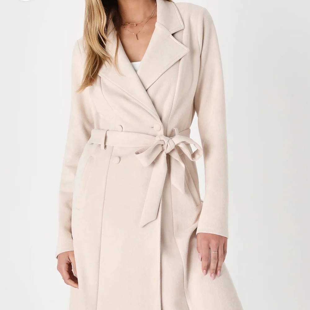 Lulus Beige Suede Trenchcoat